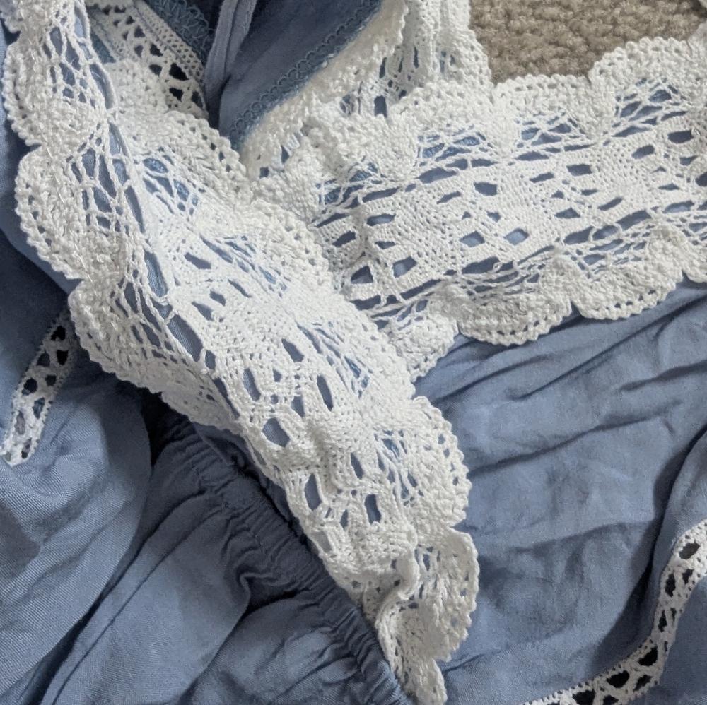 Zaful Blue Halter Lace-Trim Romper - Picture 5 of 5